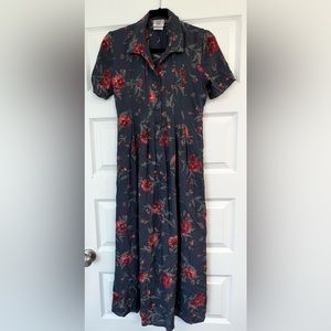 Laura Ashley Gray Floral Dress Size 4